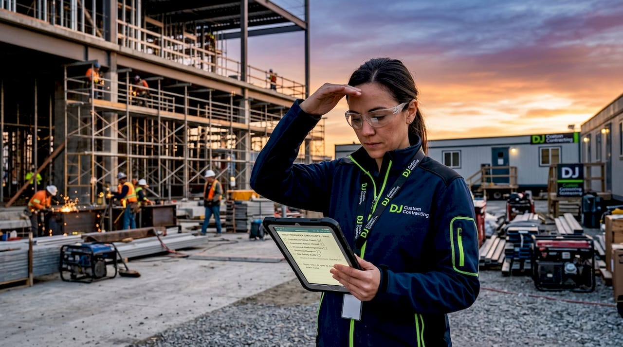 Superintendent managing daily construction checklist