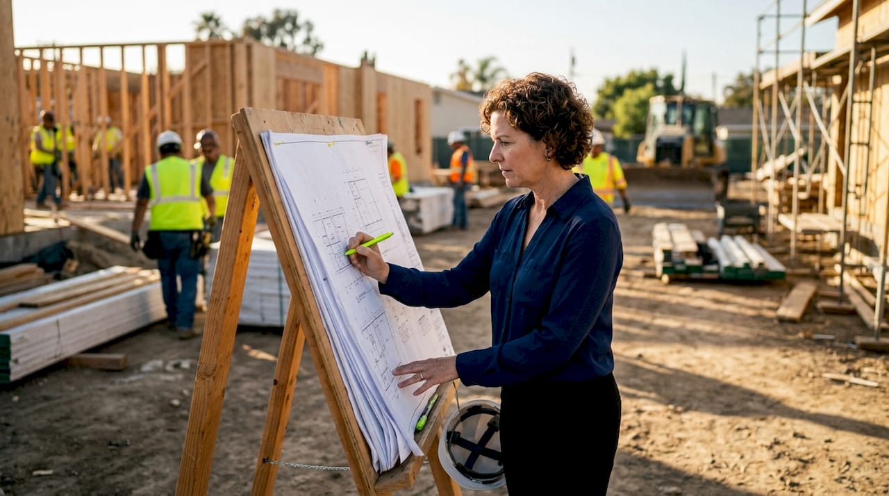 Property owner reviewing commercial renovation plans