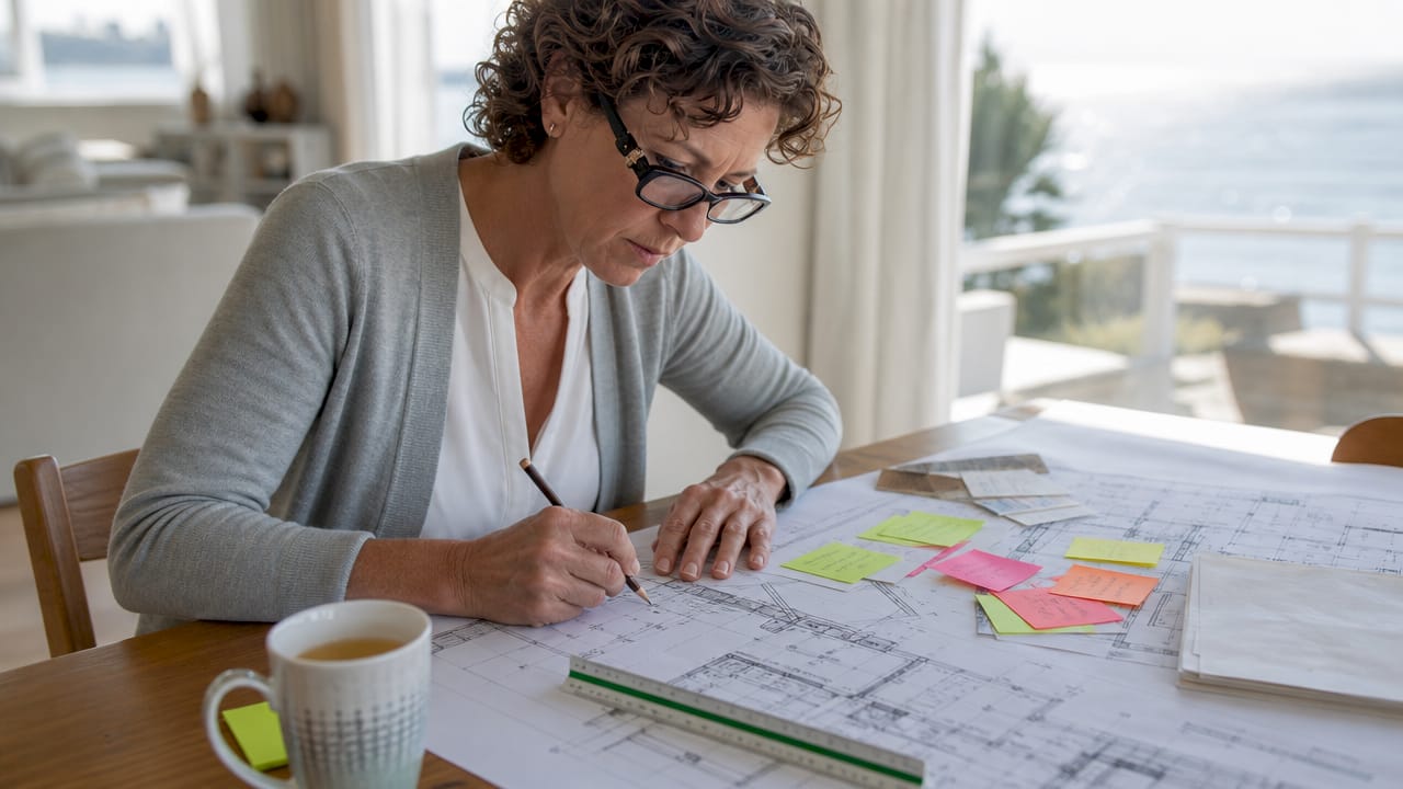 Homeowner studying renovation and alteration plans