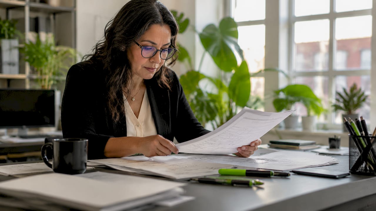 Architect reviewing NYC alteration permit documents