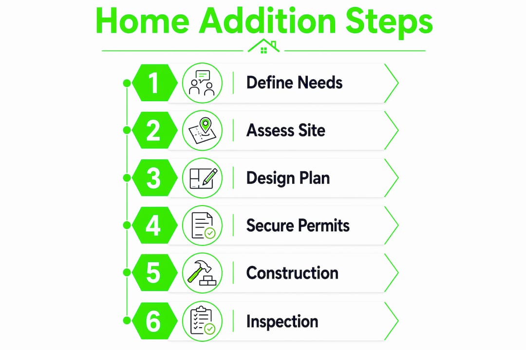 Infographic showing home addition planning steps