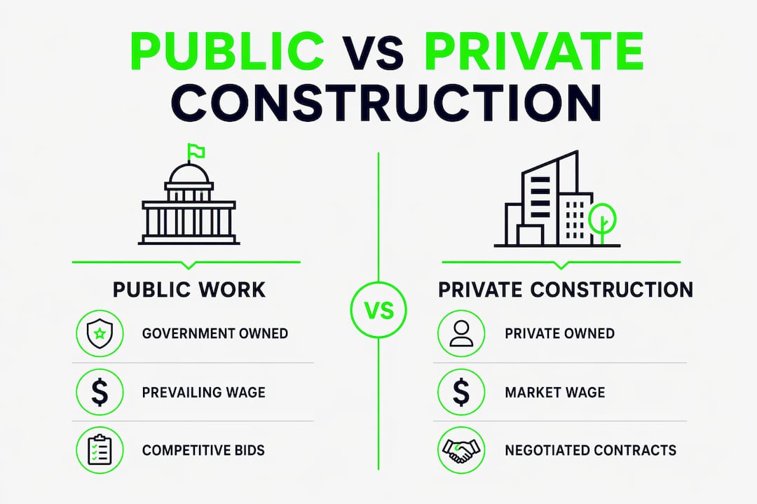 Infographic comparing public and private construction projects