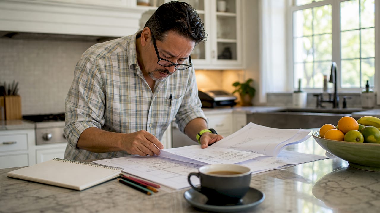 Appraiser reviewing home addition documents