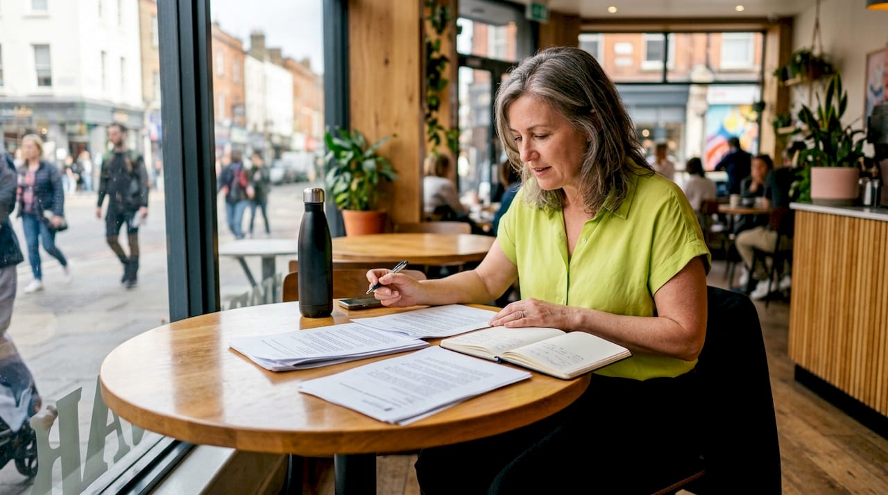 Property owner reviewing government construction papers
