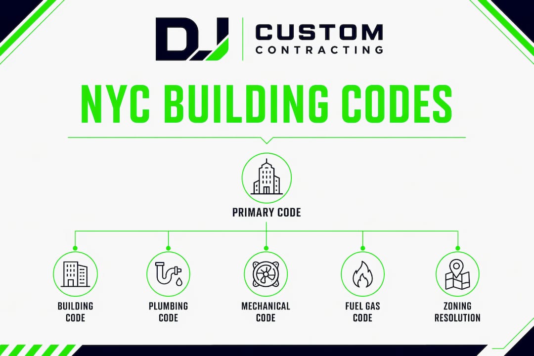 Infographic outlining NYC building code subcodes hierarchy