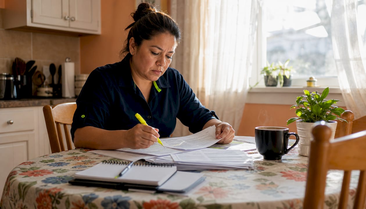 Woman reviewing property compliance documents