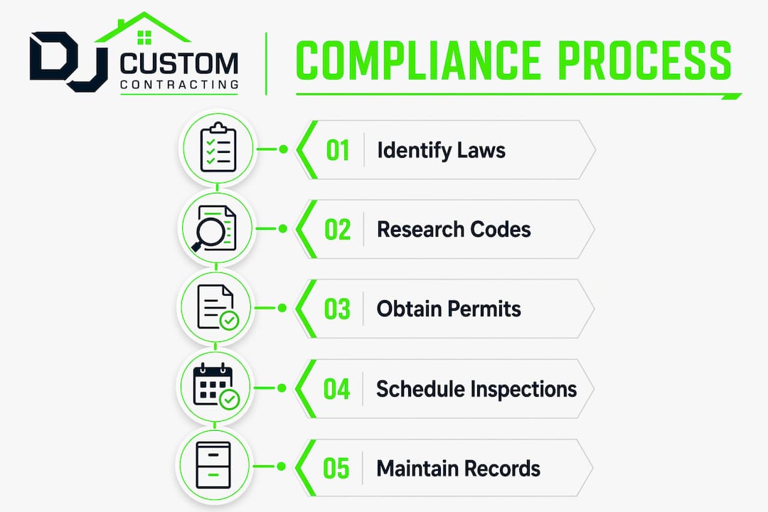 Infographic illustrating compliance steps overview