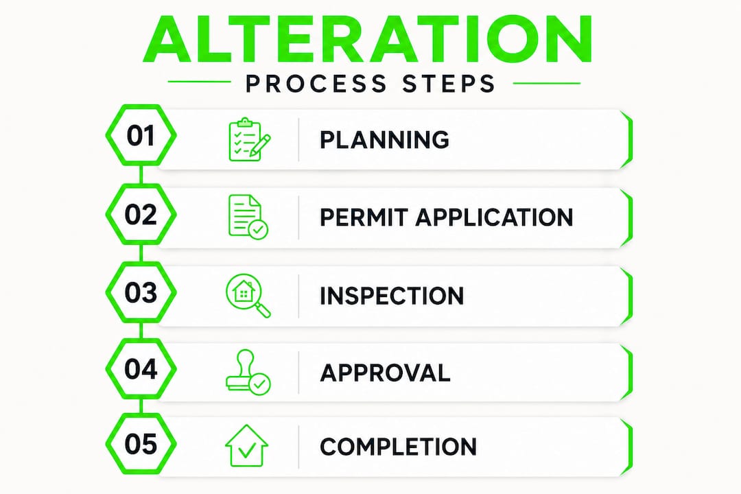 Infographic showing alteration project steps and permit process