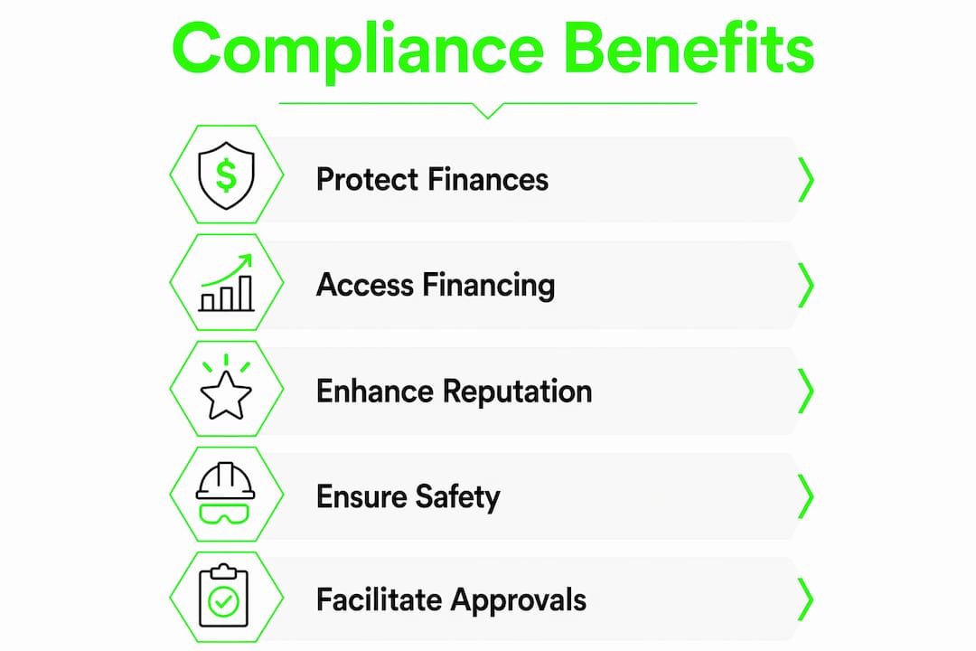 Infographic illustrating benefits of local law compliance
