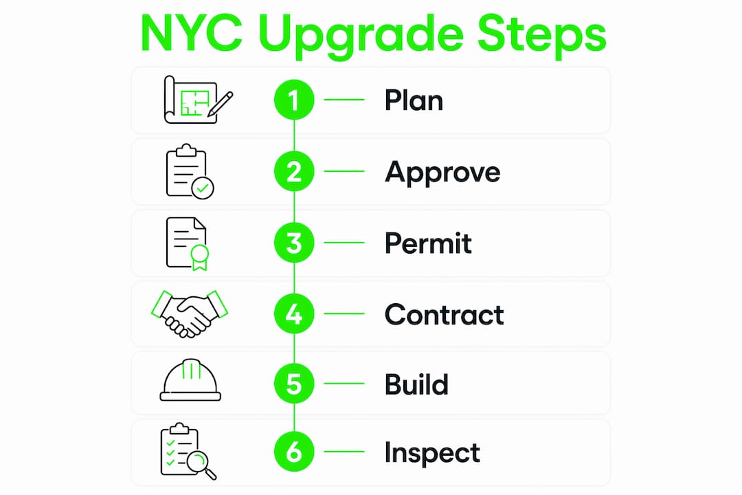 Infographic showing NYC property upgrade steps