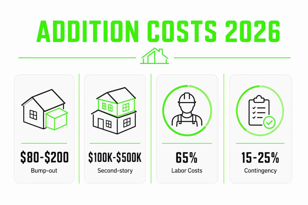 Infographic showing 2026 property addition costs
