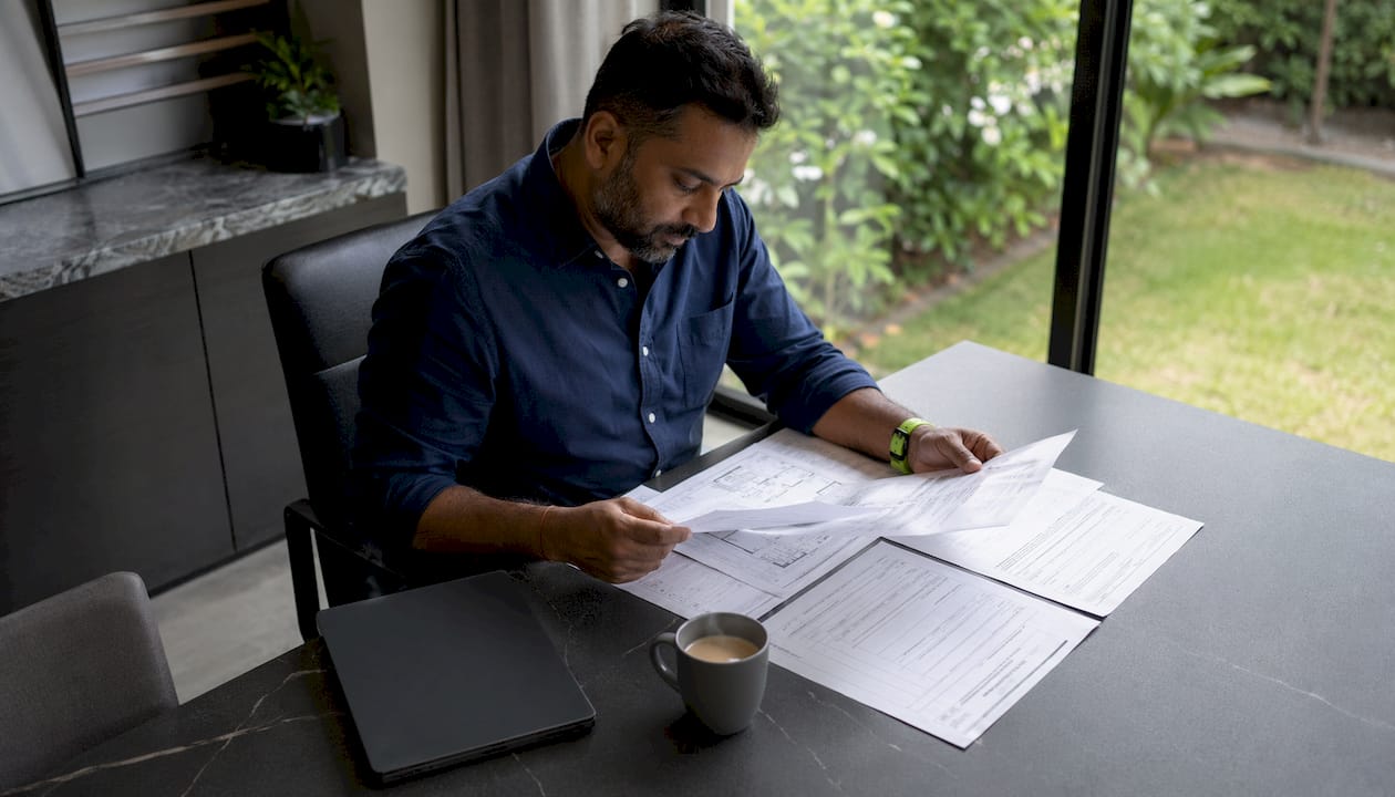 Man reviewing property code violation documents