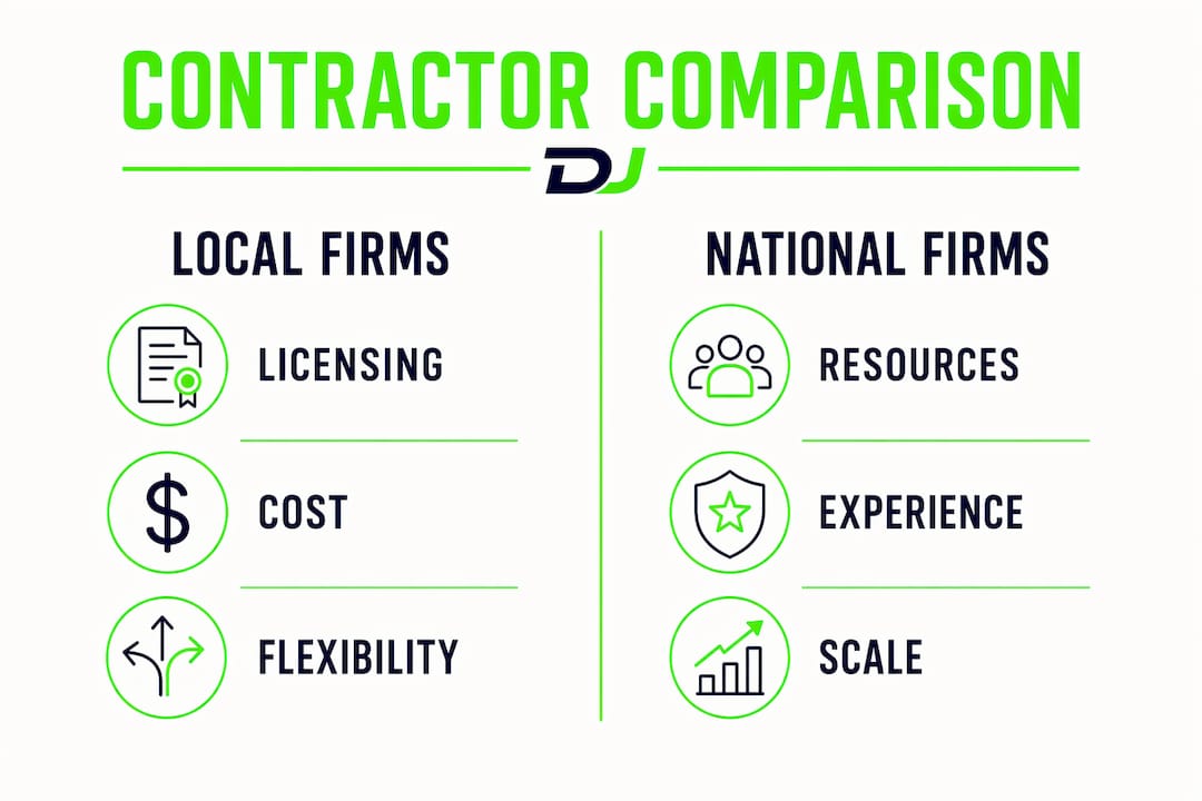 Infographic comparing local vs national Bronx contractors