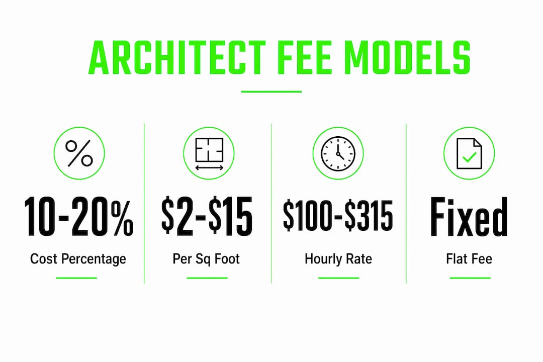 Infographic comparing architect fee models and rates