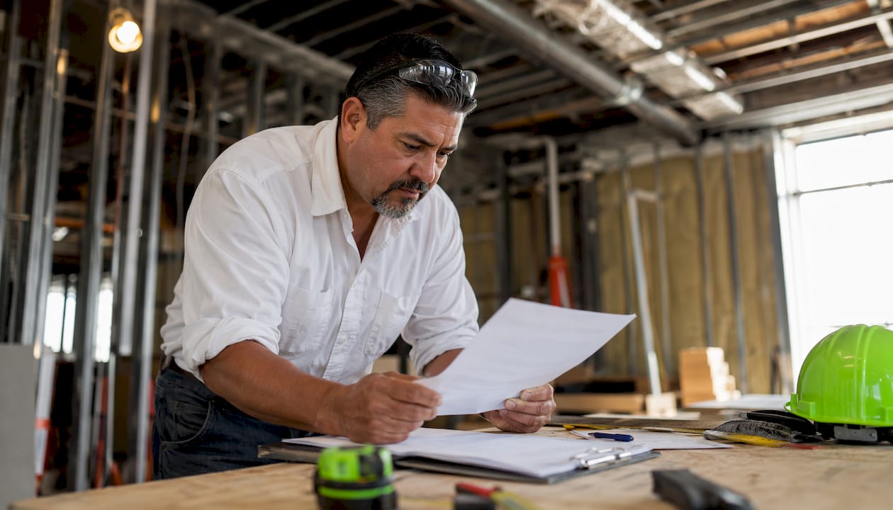 Man reviewing stop work order paperwork