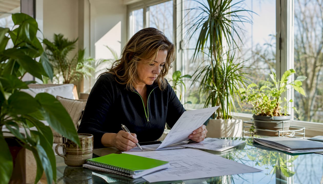 Homeowner reviewing master suite addition plans