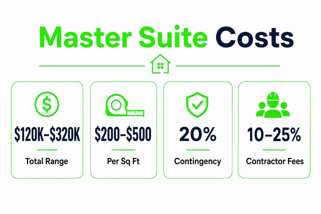 Infographic of master suite addition cost ranges