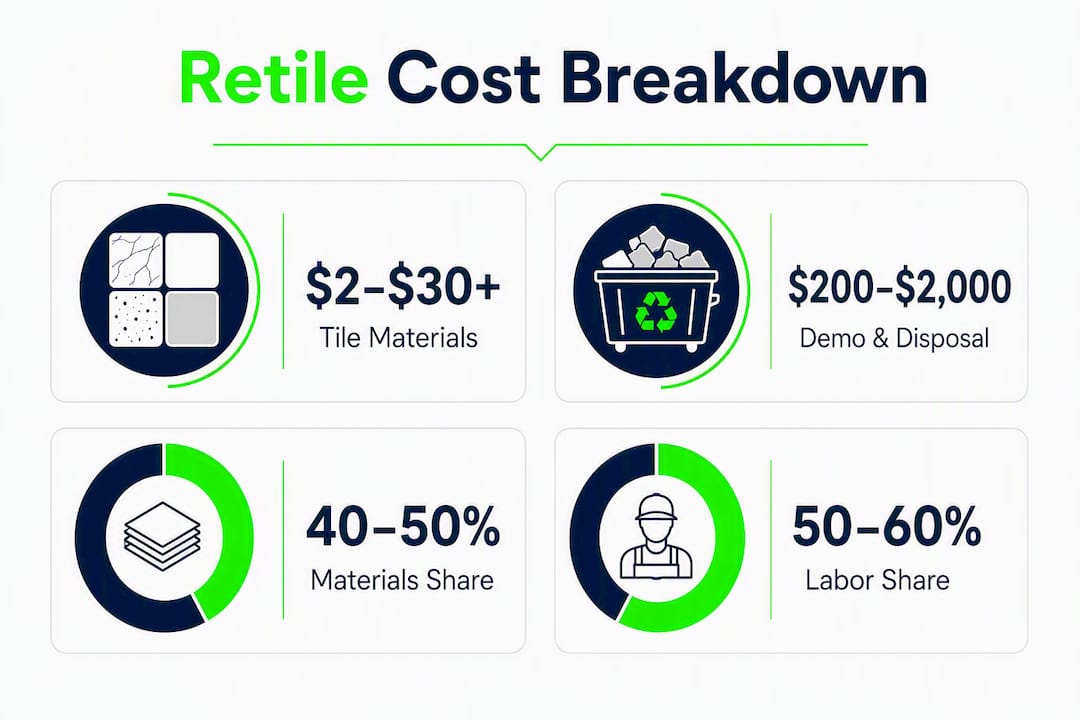 Infographic showing bathroom retiling cost components