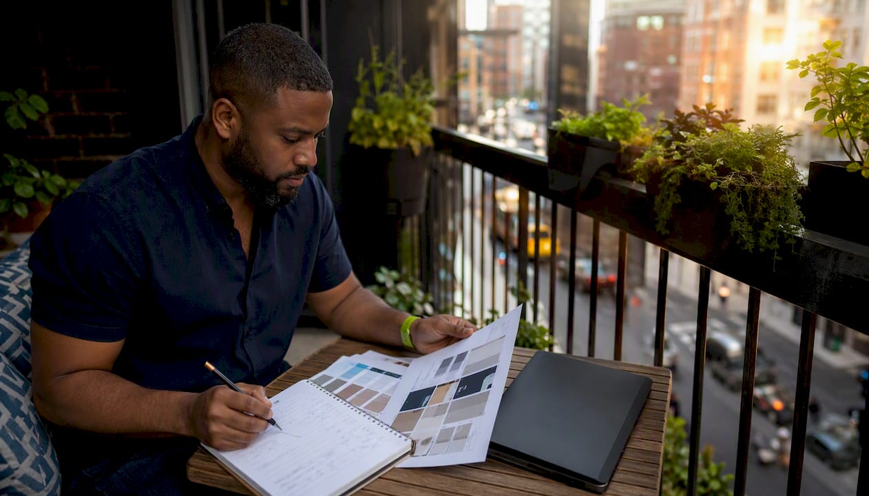 Man reviewing NYC apartment painting cost estimates