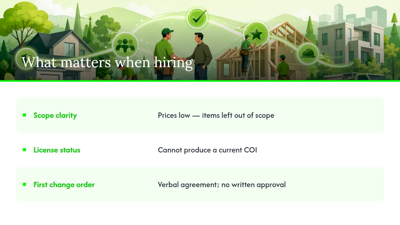 What actually matters when hiring a contractor — overview diagram