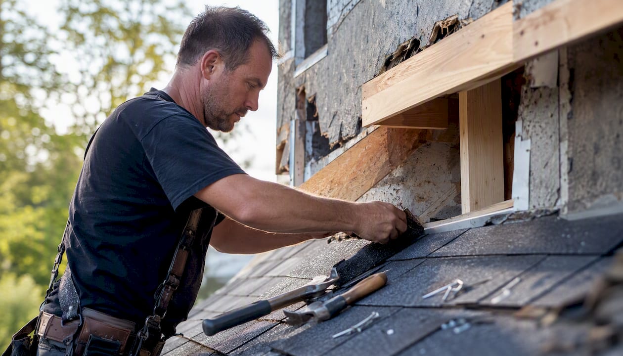 Roof tie-in construction hands and materials