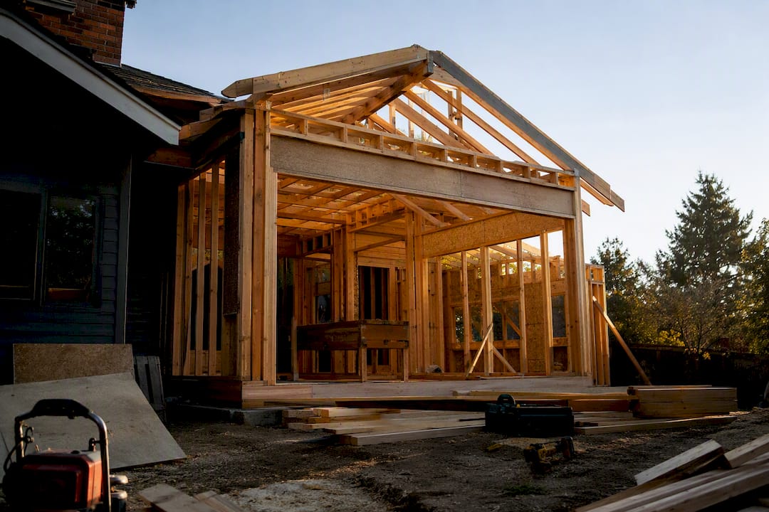 Residential 400 sq ft master suite addition under construction