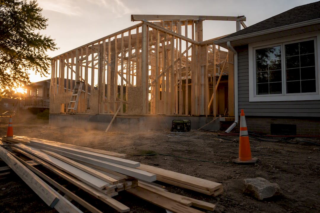 Framing and foundation construction of home room addition