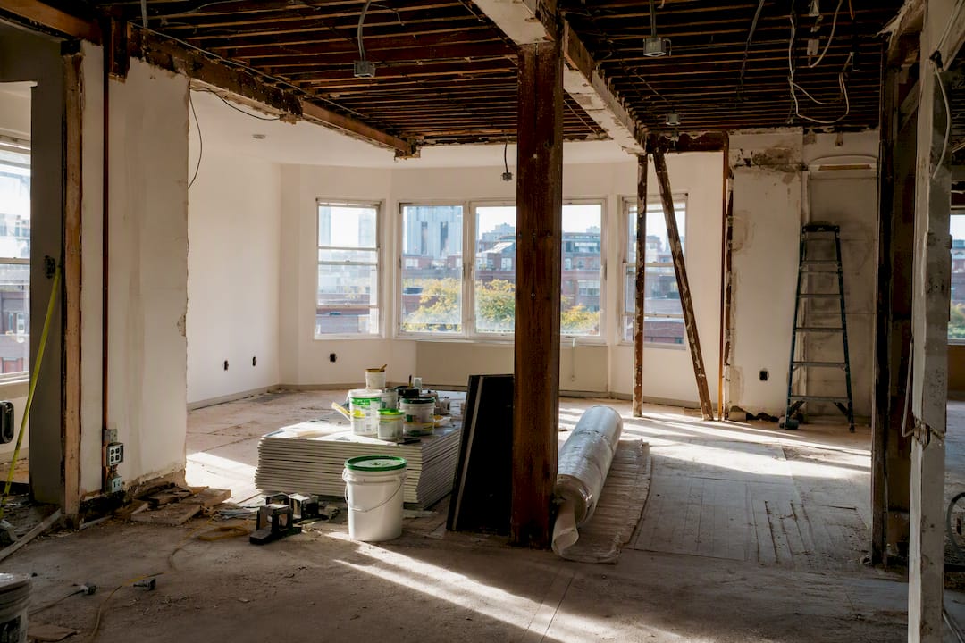 Gutted NYC apartment under renovation