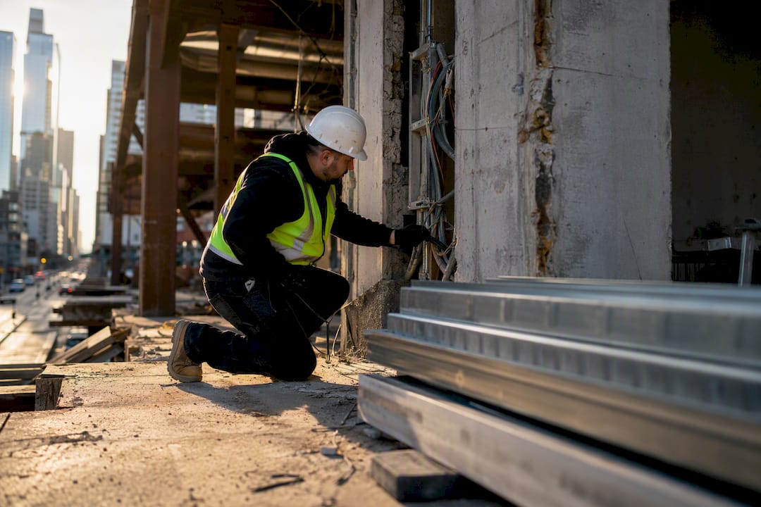 Contractor inspecting NYC building violation