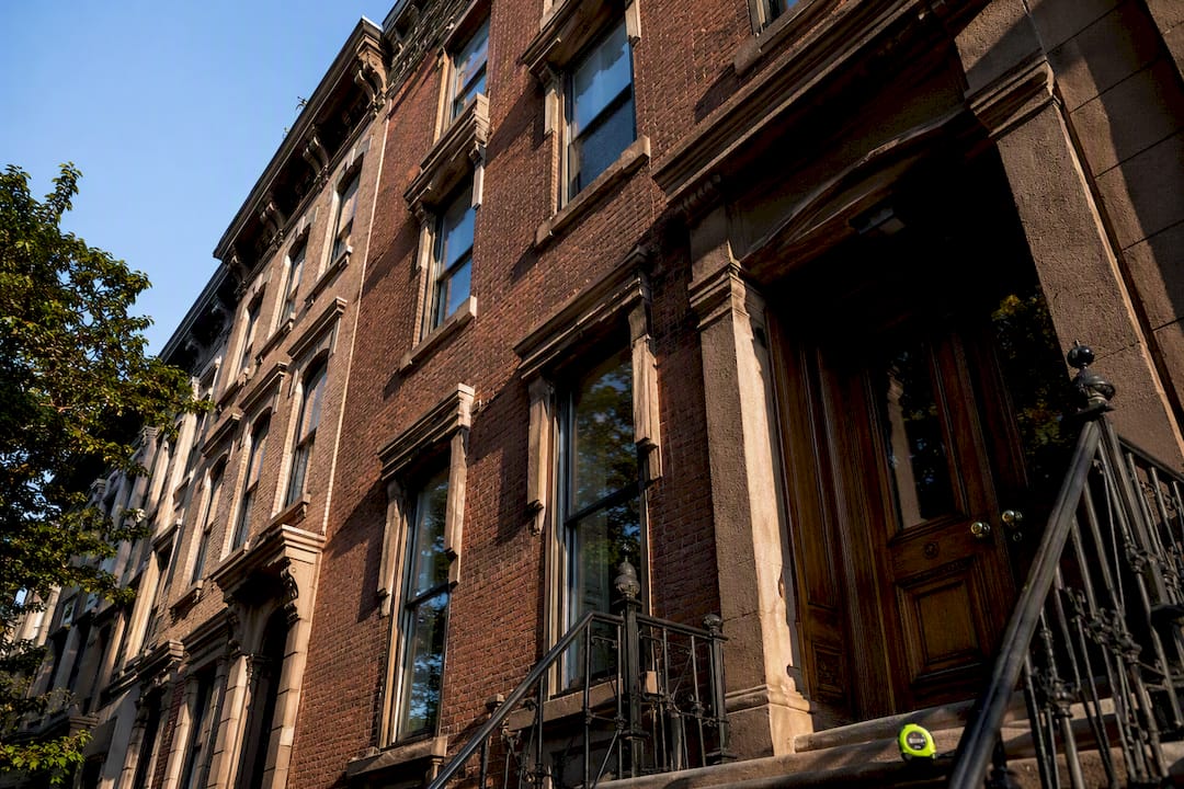 Landmarked NYC rowhouse facade with original details