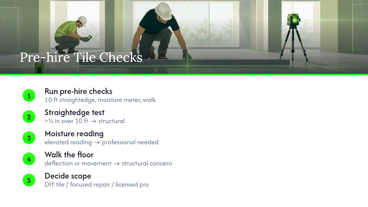 Three pre-tile checks guiding project scope
