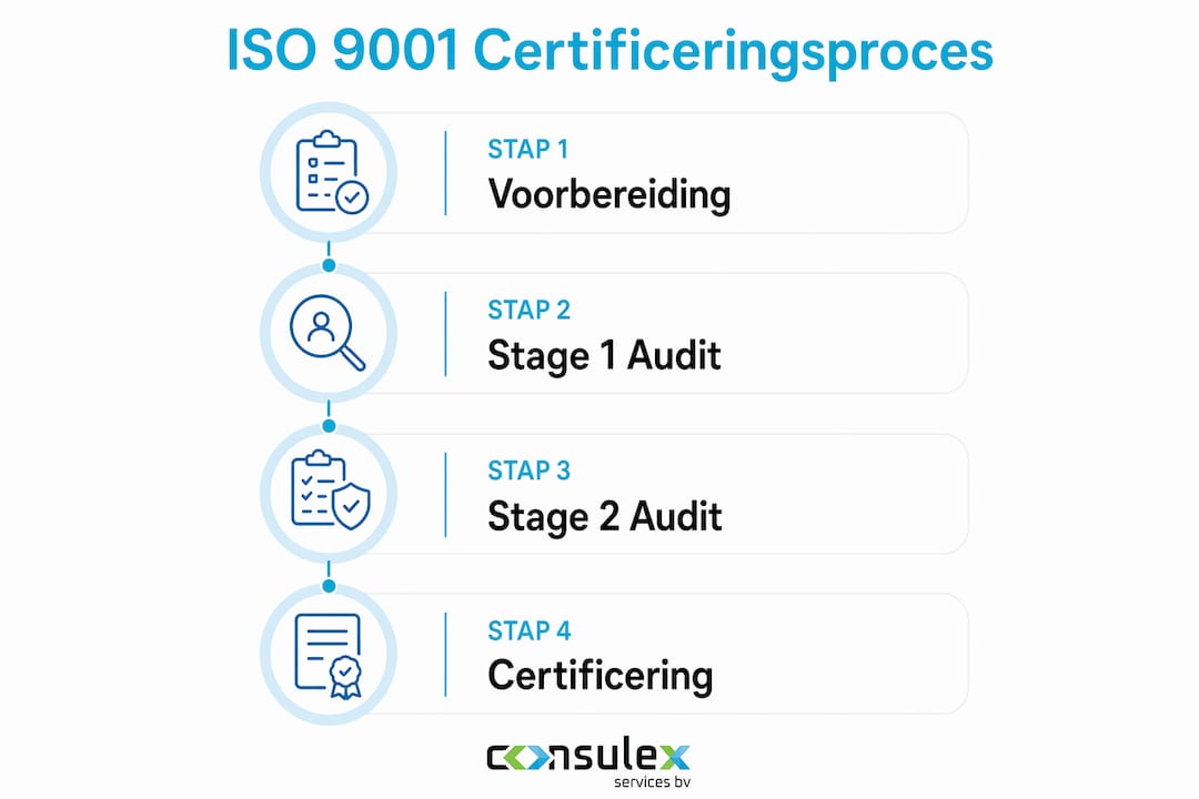 Infographic: stappenplan voor het behalen van ISO 9001-certificering