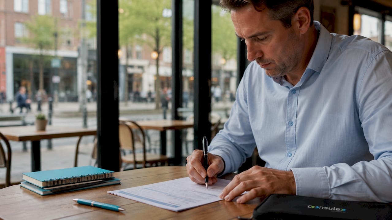 Mensen vullen met de hand een papieren klanttevredenheidsformulier in.