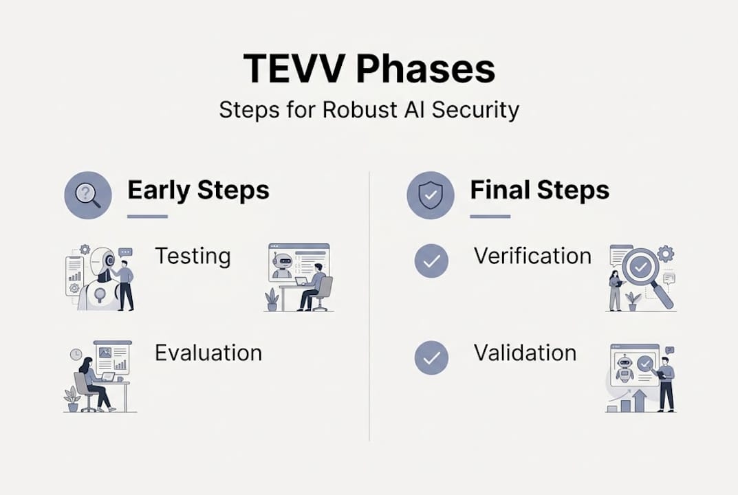 Infographic of TEVV phases in AI security