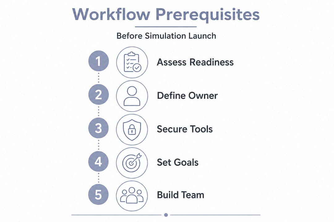 Vertical infographic shows workflow prerequisites steps