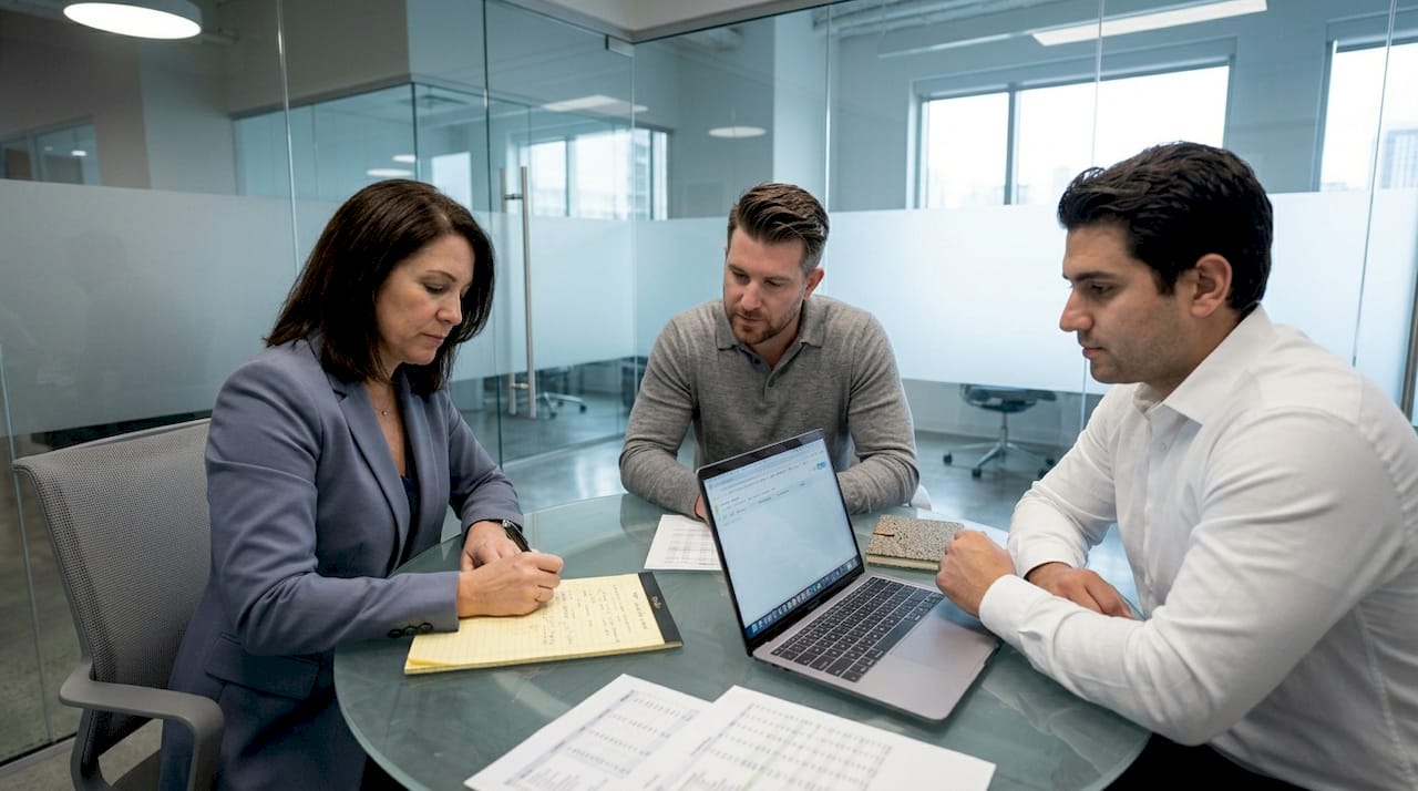 Team reviewing AI risk in conference room