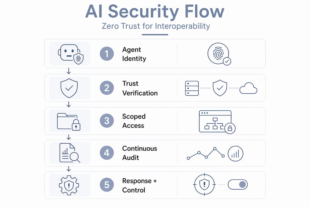 Infographic showing AI security process flow