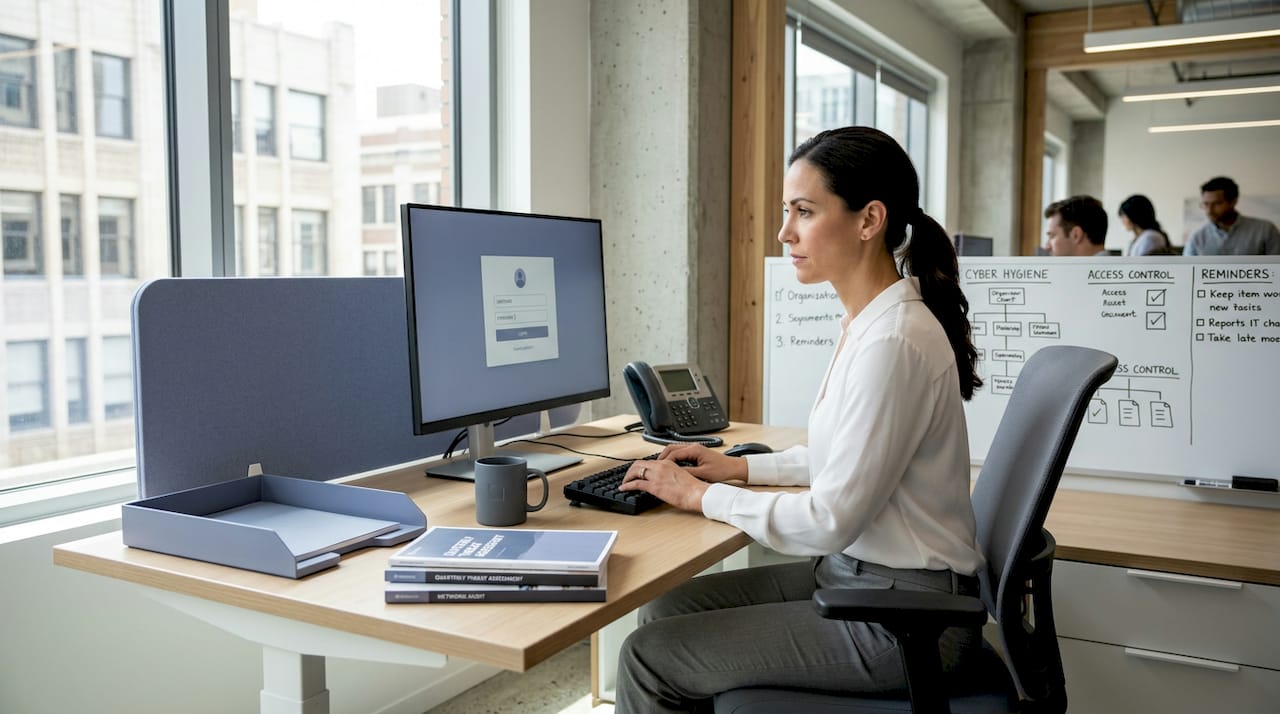 Cybersecurity specialist monitors AI security procedures
