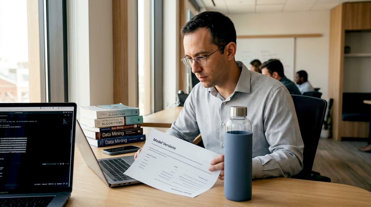 Data scientist checks model content hashes