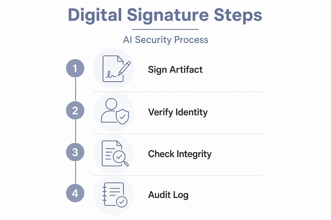 Infographic showing four steps of digital signatures