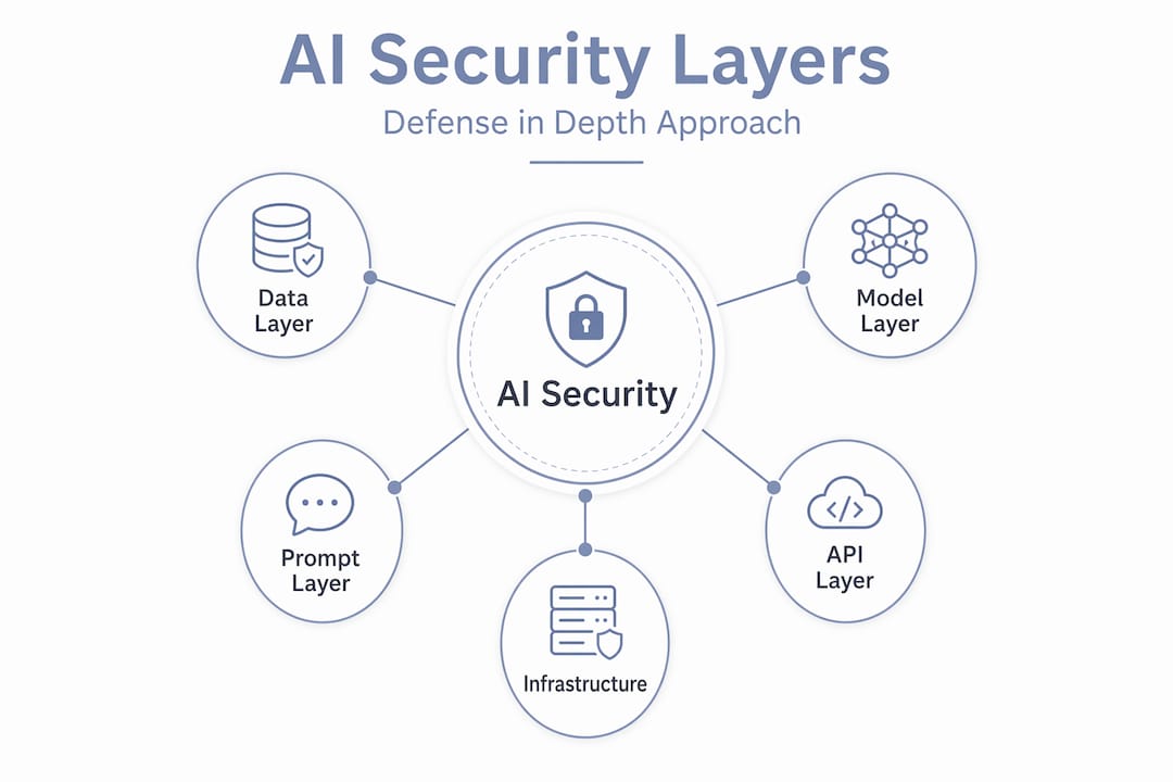 Infographic showing hierarchy of AI security layers