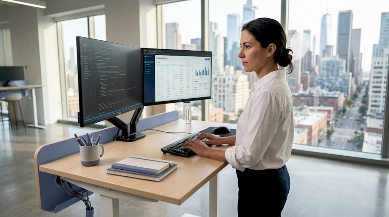 Security analyst working on AI data audit