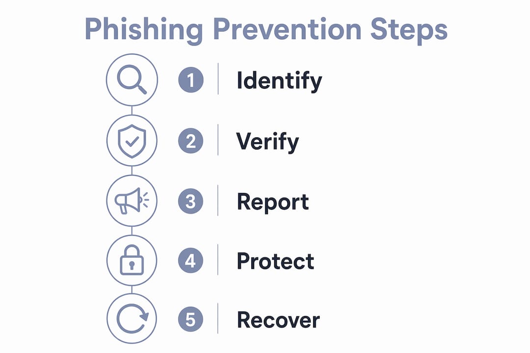 Infographic illustrating phishing prevention step-by-step