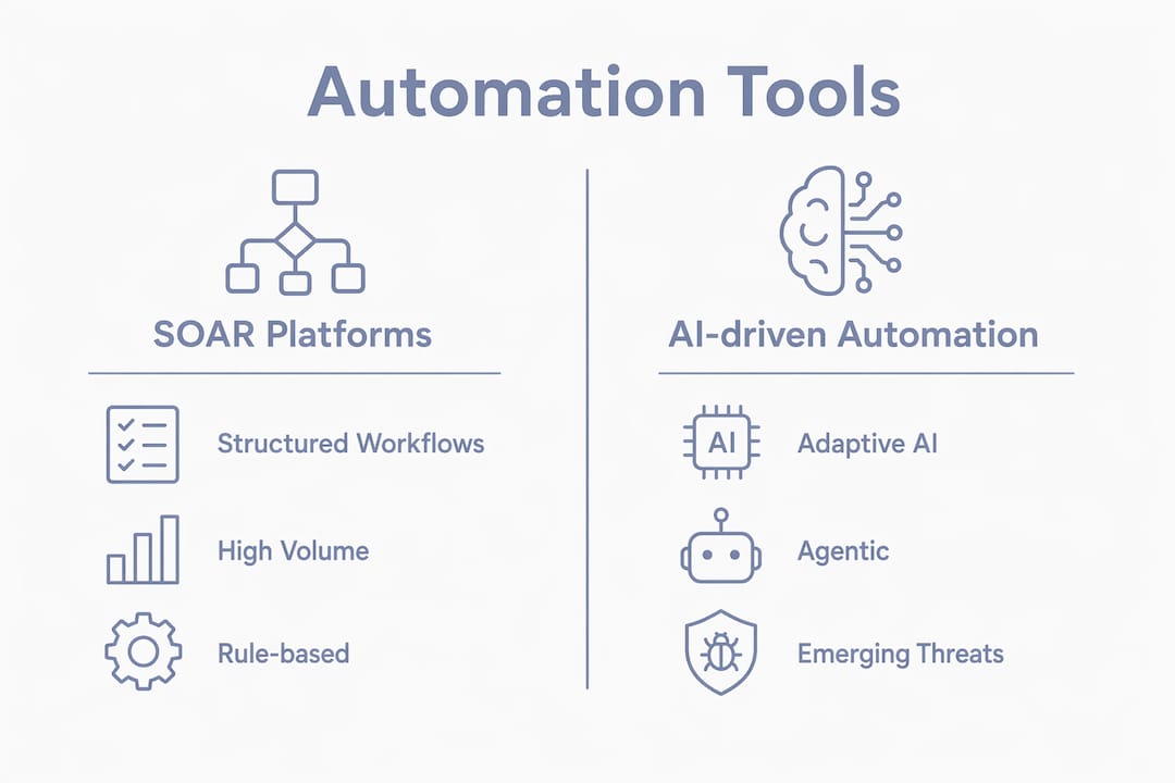 Infographic comparing cybersecurity automation tools