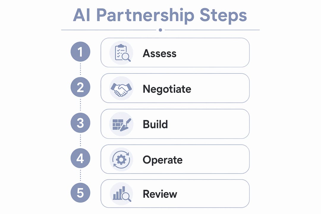 Infographic showing secure AI partnership steps