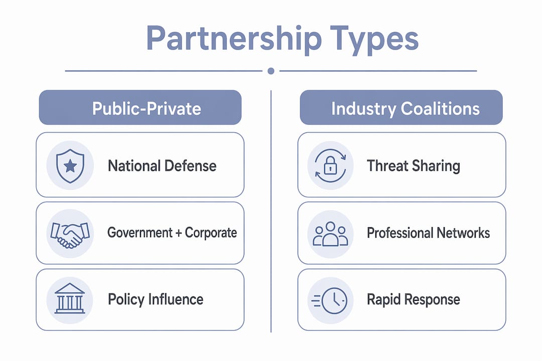 Infographic comparing cybersecurity partnership types