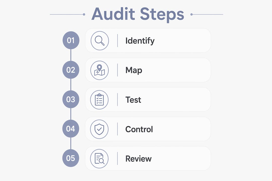 Infographic showing AI attack surface audit steps