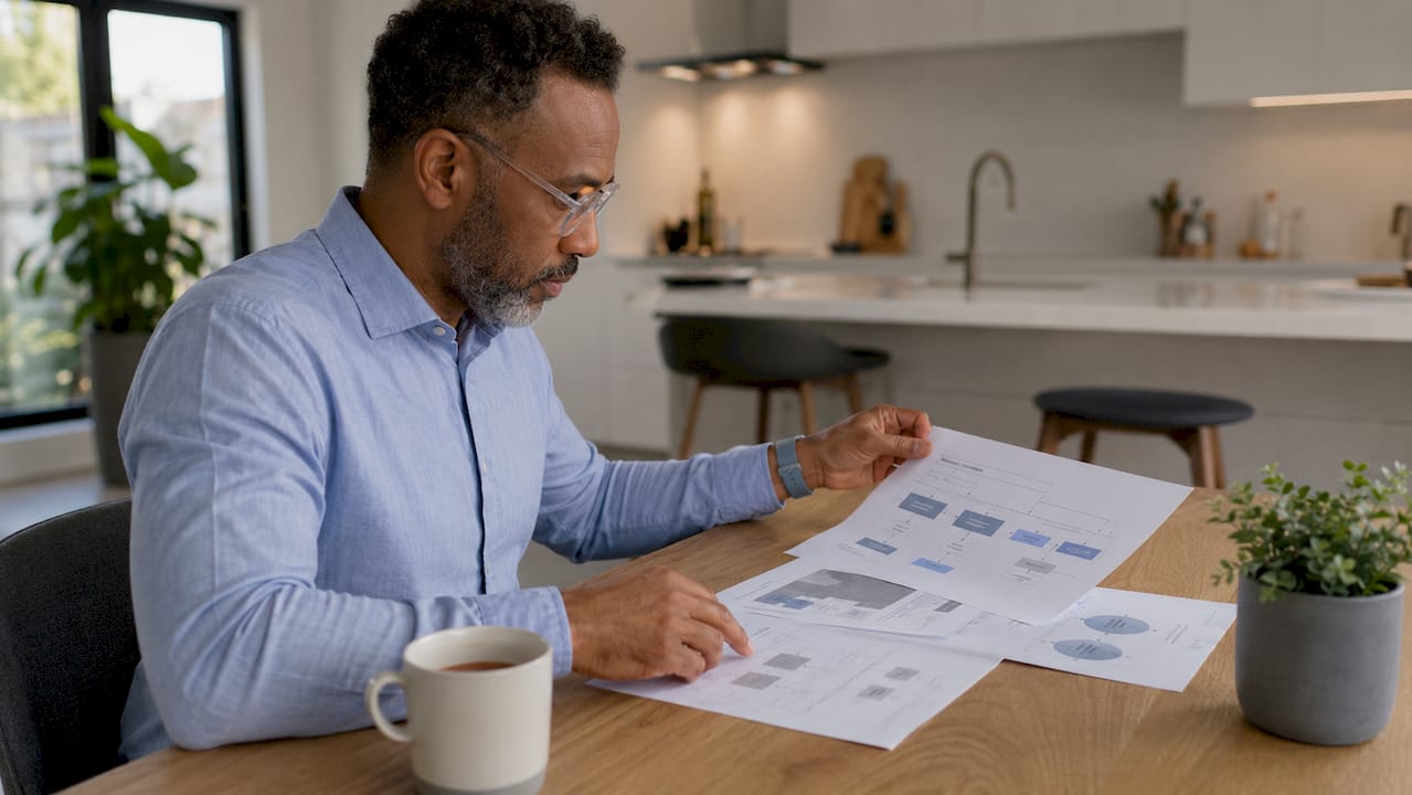 Professional classifying AI system documents in office
