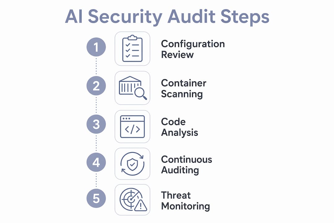 Infographic showing steps in AI security auditing process