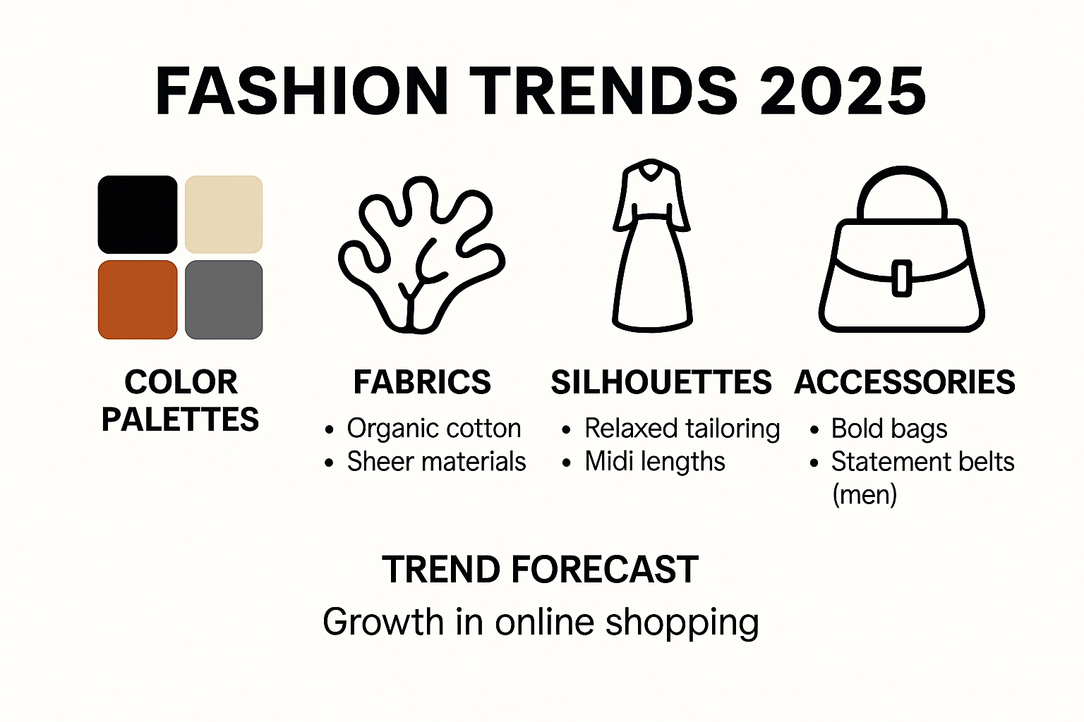 Infographic showing key fashion trends of 2025 for men and women